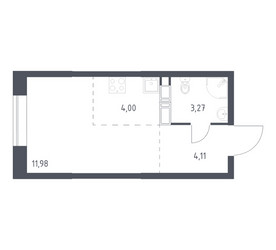 Планировка студии(квартира) площадью 23.36 квадратных метров в ЖК “ЖК Цветочные Поляны”