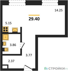 Планировка студии(квартира) площадью 29.4 квадратных метров в ЖК “ЖК UltimaСity (УльтимаСити)”
