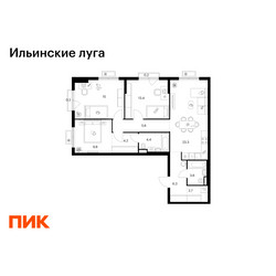Планировка трехкомнатной(квартира) площадью 88.7 квадратных метров в ЖК “ЖК Ильинские луга”