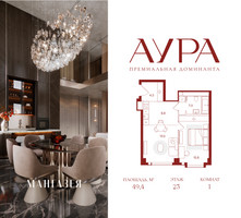 Планировка однокомнатной(квартира) площадью 49.4 квадратных метров в “ЖК АУРА”