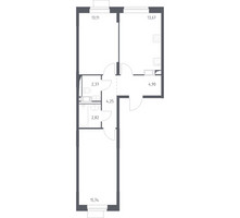 Планировка двухкомнатной(квартира) площадью 56.86 квадратных метров в “ЖК Пятницкие луга”