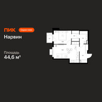 Планировка однокомнатной(квартира) площадью 44.6 квадратных метров в “Нарвин”