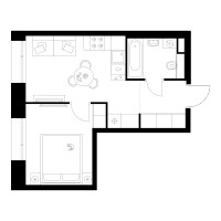 Планировка однокомнатной(квартира) площадью 31.8 квадратных метров в “ЖК Онежский вал”