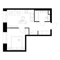 Планировка однокомнатной(квартира) площадью 31.8 квадратных метров в ЖК “ЖК Онежский вал”