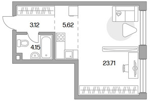 Планировка студии(квартира) площадью 38.12 квадратных метров в “ЖК MYPRIORITY Mnevniki (Май Приорити Мневники)”
