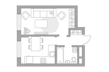 Планировка однокомнатной(квартира) площадью 33.03 квадратных метров в ЖК “ЖК Живописный”