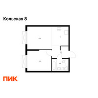 Планировка однокомнатной(квартира) площадью 38.9 квадратных метров в “ЖК Кольская 8”