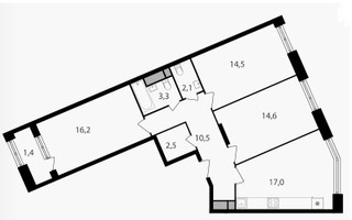 Планировка трехкомнатной(квартира) площадью 82.1 квадратных метров в “ЖК Варшавские ворота”