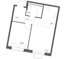 Планировка однокомнатной(квартира) площадью 41.45 квадратных метров в “ЖК Квартал Западный”