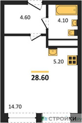 Планировка студии(квартира) площадью 28.2 квадратных метров в ЖК “ЖК Пушкино Град”