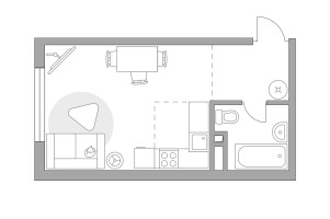 Планировка студии(квартира) площадью 30.16 квадратных метров в “ЖК BeLuck Коломенское”