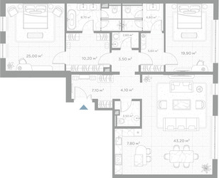 Планировка двухкомнатной(квартира) площадью 147.8 квадратных метров в ЖК “ЖК Николь”
