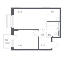 Планировка однокомнатной(квартира) площадью 38.7 квадратных метров в “ЖК Рублевский Квартал”