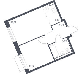 Планировка однокомнатной(квартира) площадью 35.85 квадратных метров в ЖК “ЖК Молжаниново”