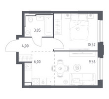 Планировка однокомнатной(квартира) площадью 33.93 квадратных метров в “ЖК Квартал Строгино”