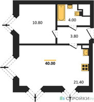 Планировка однокомнатной(квартира) площадью 40 квадратных метров в “ЖК Wave (Вейв)”
