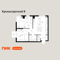 Планировка двухкомнатной(квартира) площадью 60.1 квадратных метров в “ЖК Кронштадтский 9”