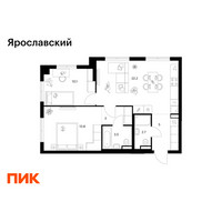 Планировка двухкомнатной(квартира) площадью 60.3 квадратных метров в “ЖК Ярославский”