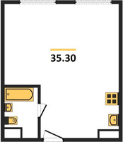 Планировка двухкомнатной(квартира) площадью 35.3 квадратных метров в “ЖК Каштановая роща”