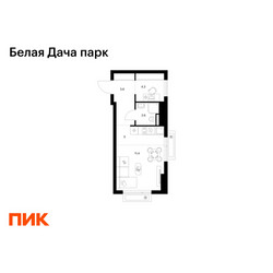 Планировка студии(квартира) площадью 28.9 квадратных метров в ЖК “ЖК Белая Дача парк”