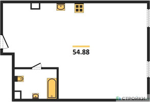Планировка однокомнатной(квартира) площадью 55.3 квадратных метров в “Квартал Foriver”