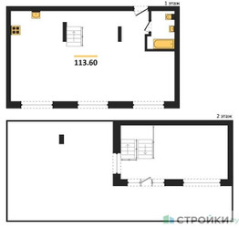 Планировка однокомнатной(квартира) площадью 113.6 квадратных метров в ЖК “ЖК Квартал Метроном”