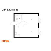 Планировка однокомнатной(квартира) площадью 35.9 квадратных метров в “ЖК Сигнальный 16”