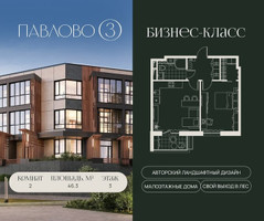 Планировка двухкомнатной(квартира) площадью 46.3 квадратных метров в “Павлово 3”