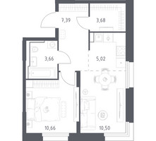 Планировка однокомнатной(квартира) площадью 40.91 квадратных метров в “ЖК Квартал Строгино”