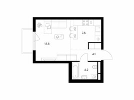 Планировка студии(квартира) площадью 30.2 квадратных метров в “ЖК Середневский лес”