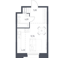 Планировка студии(апартаменты) площадью 26.85 квадратных метров в “ЖК Апарт-отель Тропарево парк”