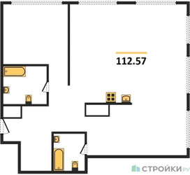 Планировка трехкомнатной(квартира) площадью 113 квадратных метров в ЖК “ЖК Very (Вери)”