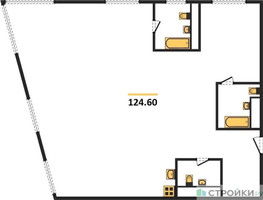 Планировка 4+ комнатной(квартира) площадью 124.6 квадратных метров в “Жилой квартал Кутузов Град”