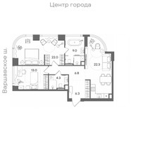 Планировка двухкомнатной(квартира) площадью 83.7 квадратных метров в “ЖК СТОУН Блик”