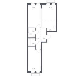 Планировка двухкомнатной(квартира) площадью 58.89 квадратных метров в ЖК “ЖК Рублевский Квартал”