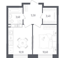 Планировка однокомнатной(квартира) площадью 33.2 квадратных метров в “ЖК Ольховый Квартал”