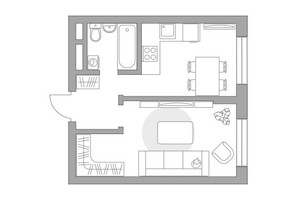 Планировка однокомнатной(квартира) площадью 32.67 квадратных метров в “ЖК Живописный”