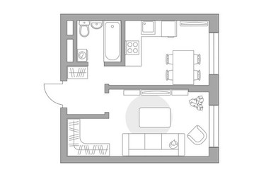 Планировка однокомнатной(квартира) площадью 32.67 квадратных метров в ЖК “ЖК Живописный”