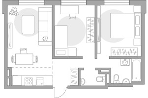 Планировка трехкомнатной(квартира) площадью 51.08 квадратных метров в “ЖК Аникеевский”