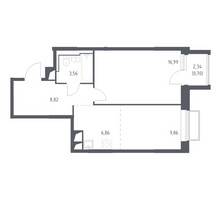 Планировка однокомнатной(квартира) площадью 46.9 квадратных метров в “ЖК Долина Яузы”