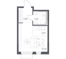 Планировка студии(квартира) площадью 22.27 квадратных метров в “ЖК Мытищи Парк”