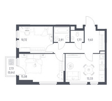 Планировка двухкомнатной(квартира) площадью 53.95 квадратных метров в “ЖК Остафьево”