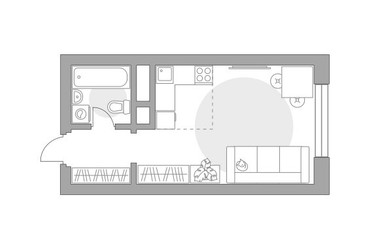 Планировка студии(квартира) площадью 24.4 квадратных метров в ЖК “ЖК Ильинойс”