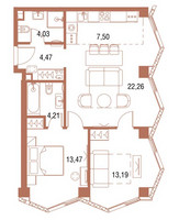 Планировка двухкомнатной(квартира) площадью 69.7 квадратных метров в “ЖК Симфония 34”