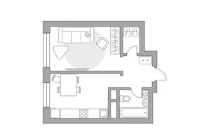 Планировка однокомнатной(квартира) площадью 32.5 квадратных метров в “ЖК Ильинойс”