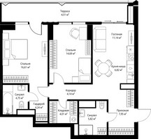 Планировка двухкомнатной(квартира) площадью 84.68 квадратных метров в “ЖК Джойс”