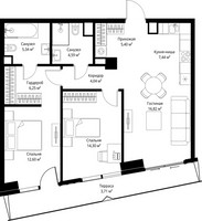 Планировка двухкомнатной(квартира) площадью 80.49 квадратных метров в “ЖК Джойс”