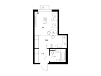 Планировка студии(квартира) площадью 24.41 квадратных метров в ЖК “ЖК Ильинские луга”