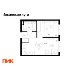 Планировка однокомнатной(квартира) площадью 34.22 квадратных метров в ЖК “ЖК Ильинские луга”