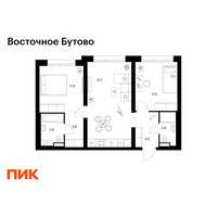 Планировка двухкомнатной(квартира) площадью 59 квадратных метров в “ЖК Восточное Бутово”